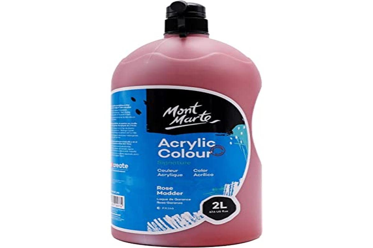 MONT MARTE Discovery School Acrylic, Rose Madder, 1/2 Gallon (2 Liter). Ideal for Students and Artists. Excellent Coverage and Fast Drying. Pump Lid Included.