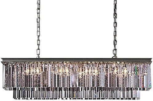Odeon 12 Light Golden Teak Fringe Rectangular Chandelier Light Fixture in Java Brown Finish - Restoration Revolution 700135-003