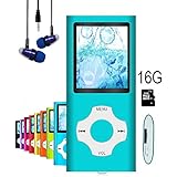 MP3 Player / MP4 Player, Hotechs MP3 Music Player with 16GB Memory SD card Slim Classic Digital LCD 1.82'' Screen with FM Radio, (16G-BLUE-2)