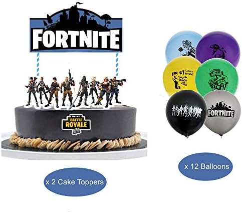 2 Set Video Game Cake Toppers 12pc Colored Game Party Balloons Birthday Cake Decorations Party Supplies Favors