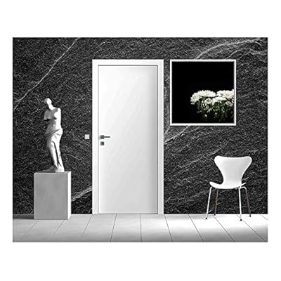 Dark Grey Black Slate Background or Abstract Natural Stone Texture - Removable Wall Mural | Self-Adhesive Large Wallpaper - 100x144 inches