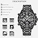 GOLDEN HOUR Luxury Stainless Steel Analog Digital Watches for Men Male Outdoor Sport Waterproof Big Heavy Wristwatch (Black)