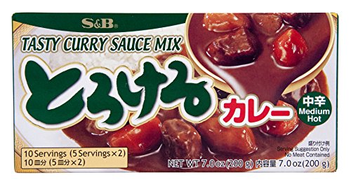 S & B Tasty Curry Sauce Mix, Med/Hot, 7-Ounce Units (Pack of 10)