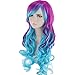 TopWigy Long Colorful Curly Wavy Rainbow Hair Wig Mermaid Wigs for Women Halloween Cosplay, Music Festival, Theme Parties, Anime Costume Party, Fun, Purple and Blue
