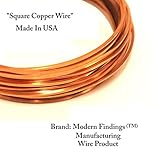 Modern Findings(TM) 18 ga Square Copper Wire 20 Ft (Dead Soft) Coil