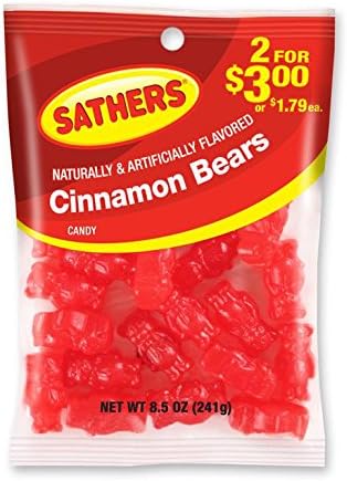 Sathers Gummy Bears Candy, Cinnamon, 8.5 Ounce (Pack of 12)