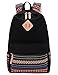 School Backpack for Girls, Hmxpls Cute School Bag for High School & Middle School, Bohemia Boho Macbook Laptop Sleeve for Teens College Students Casual Travel Outdoor Canvas Bookbags - Black