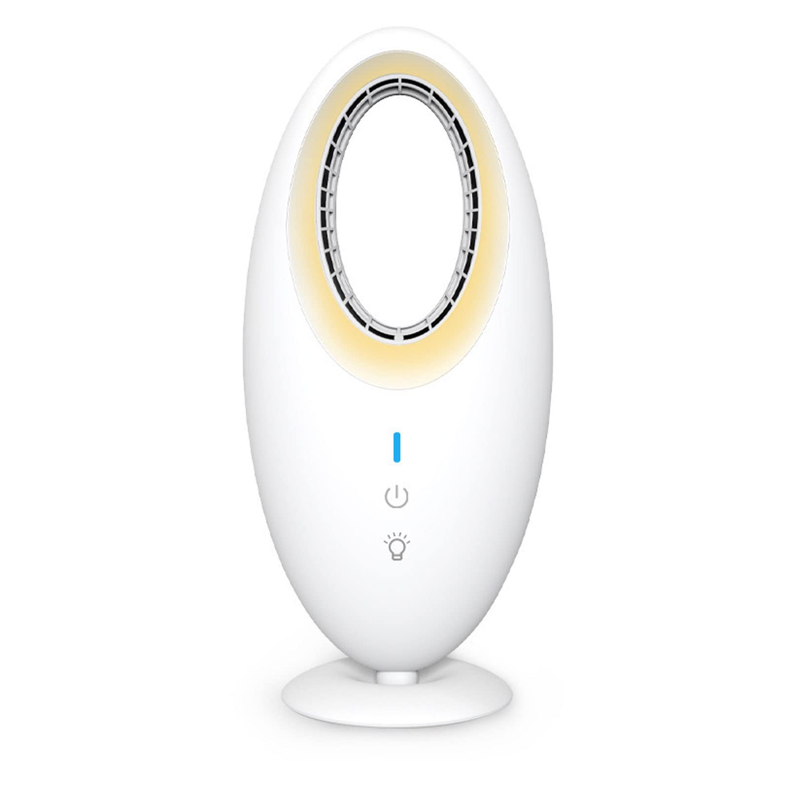 Desk Fan without Blades - Small Table Fan with Touch Control & LED Light - Rechargeable Oscillating USB Fan for Bedroom Office Home