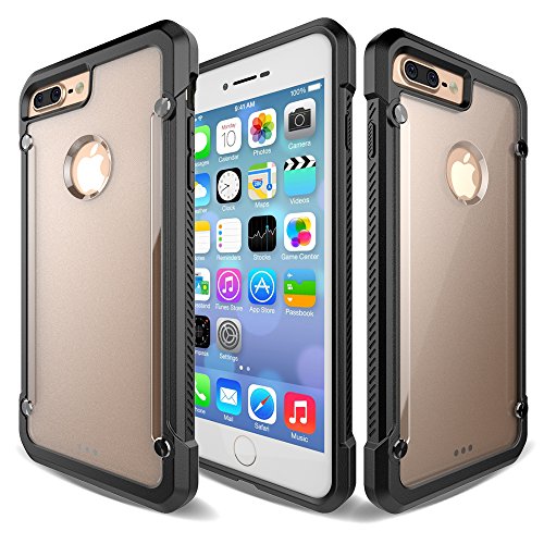 iPhone 7 Plus Case, KAMII Shock Absorption Clear PC Back Protective TPU Bumper Cushion + Scratch Resistant Clear Protective Cover for Apple iPhone 7 Plus 5.5'' (Black+Clear)