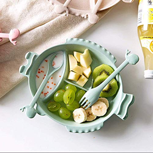 Tushja Wheat Straw Fish-Shaped Plate Set Cartoon Family Tableware Children's Meal Plate Spoon Fork Kids Cute Meal Tools Drop Shipping - Thumbnail 4
