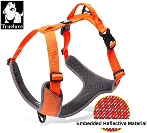Pup &amp; Hound Dog Harness Adjustable, Reflective, Multiple Leash Hook-ups, Control Handle (M, Sunkiss Orange)