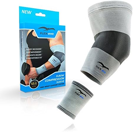 Flex Evo Elbow Compression Sleeve &amp; Wristband - Recovery Brace For Joint Pain Relief, Tendonitis, Bursitis, Tennis &amp; Golfers Elbow Treatment - Firm Support For Any Activity!