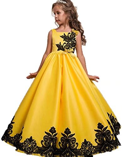 ZaH Girl Sleeveless Lace Flower Party Tutu Princess Tulle Dress