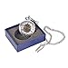 Antique Mens Silver Quartz Roman Numerals Pocket Watch with 14.5 inches Chain for Men Xmas Fathers Day Gift (Hollowed) (Silver)