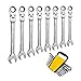 Gunpla 8 Pieces 8-17mm Flexible Head Combination Ratcheting Wrench Spanner Set Metric and SAE