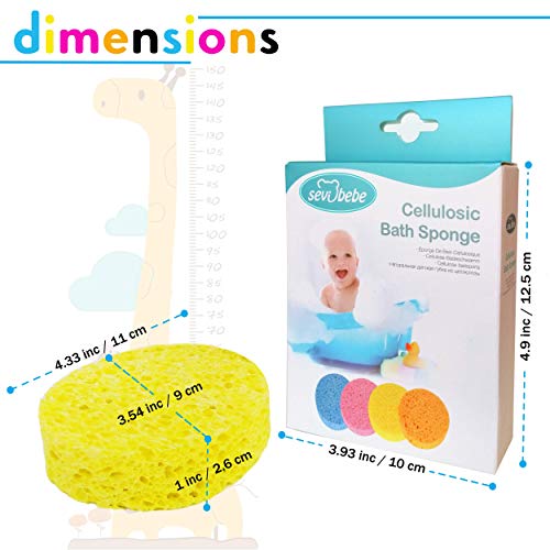 Sevi Baby Cellulose Bath Sponge,100 All Natural Pure Baby Bath Sponge