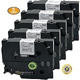 NEOUZA 5PK Compatible for Brother P-Touch Laminated Tze Tz Label Tape Cartridge 18mm x 8m (TZe-241 Black on White)