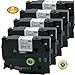 NEOUZA 5PK Compatible with Brother P-Touch Laminated TZe TZ Label Tape Cartridge 18mm x 8m (TZe-241 Black on White)