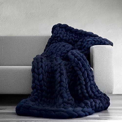 32x32in Super Chunky Knitted Blanket,Giant Stitch Natural Merino Wool Blanket,Handmade Big Throw,New Year Gift