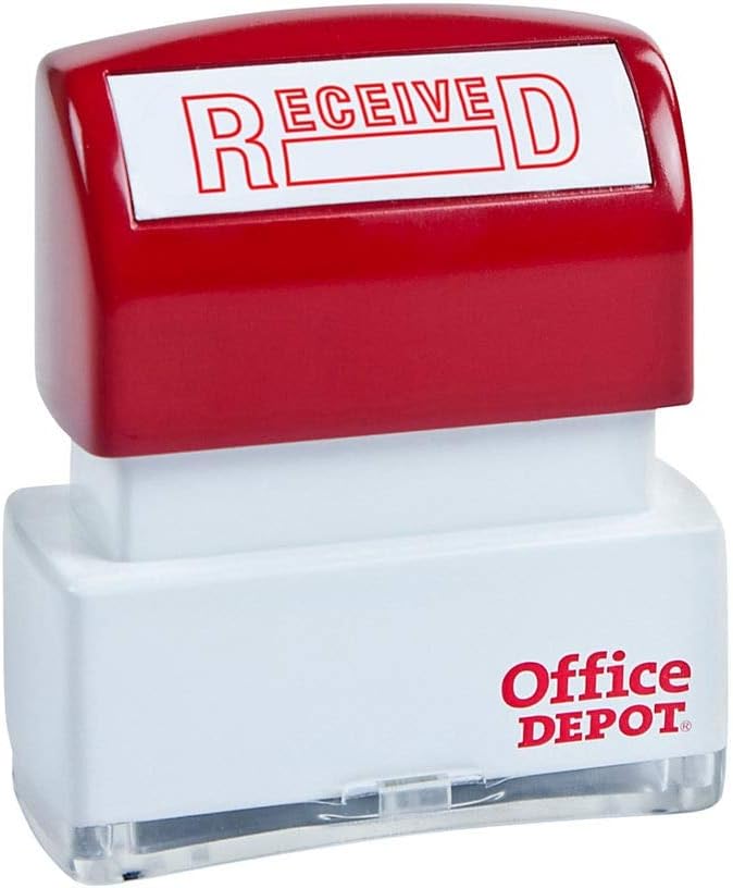 Office Depot PreInked Message Stamp, ""Received"", Red