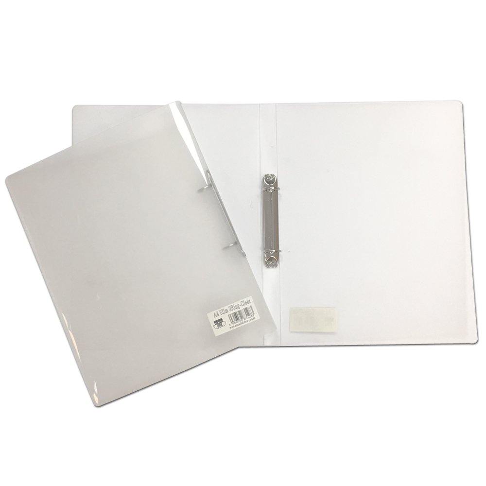 4 x Ark clear A4 slim (20mm spine) 15mm 2 ring project style ringbinder