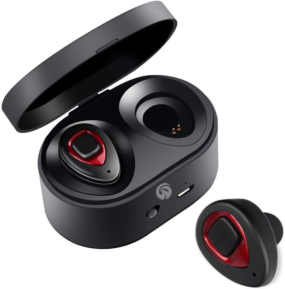 Wireless Earbuds Bluetooth Headphones with Mic in-Ear Noise Cancelling Earphone HD Stereo Sweatproof Headsets for iPhone Samsung and Smartphones from WOWOGO(K5S-red)
