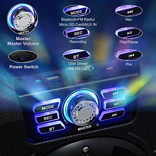 Portable PA Speaker System Wireless Bluetooth Karaoke Machine Rechargeable Speaker Toys for Kids & Adults,with Disco Ball, Wired Microphone