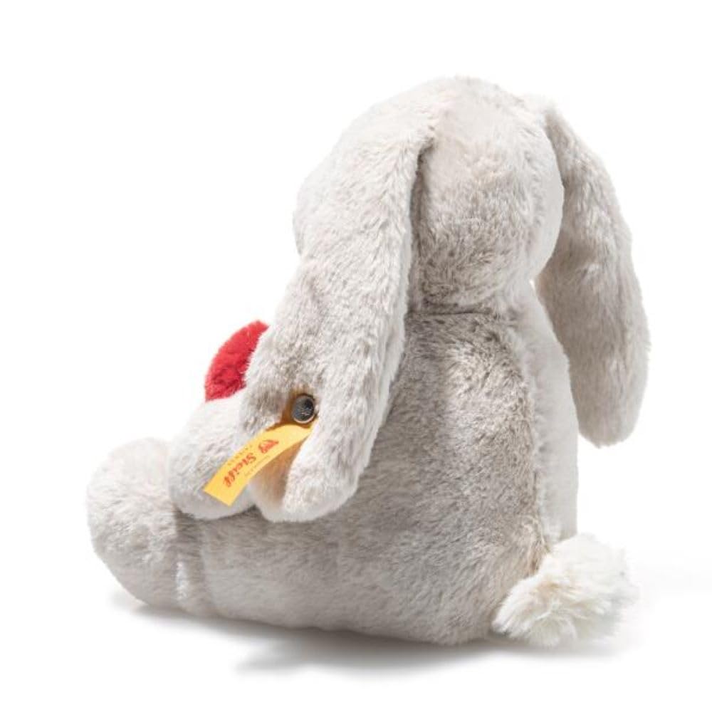 Steiff Hoppie Hase mit Herz 16cm hellgrau, Plüschtier Hase mit Schlappohren, Soft Cuddly Friends, flauschiges Stofftier zum Kuscheln und Spielen, Kuscheltier für Mädchen und Jungen, waschmaschinenfest 2