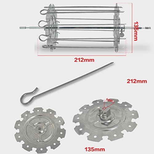 UL BBQ Steel Metal Roaster Rotisserie Skewers Needle Cage Oven Kebab Maker Grill