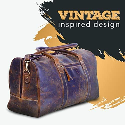 KomalC 24 Inch Leather Duffel Bags for Men and Women Full Grain Leather Travel Overnight Weekend Leather Bags Sports Gym Duffel for Men (Brown Distressed Tan) 8 KomalC 24 Inch Leather Duffel Bags for Men and Women Full Grain Leather Travel Overnight Weekend Leather Bags Sports Gym Duffel for Men (Brown Distressed Tan)