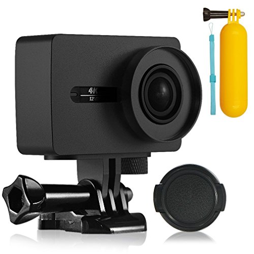 First2savvv XM2-TL-01 black Aluminium Alloy Protective Housing Case Shell for XIAOMI YI 2 4K Action Camera + Buoyancy Handheld Stick