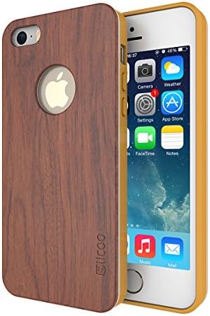 iPhone 5S Case, Slicoo Bamboo Wood Slim Covering Case for iPhone 5/5S/SE [Nature Series] (Rosewood)