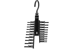 Adjustable Cross X Tie Rack, Holds 20 Ties or Belts with 360 Degree Rotation, for Closet Organization and Space Saving