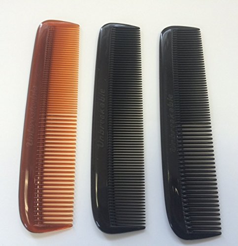 GBS Grooming Comb Combo - 5" Tortoise Unbreakable Pocket Comb Comes with All Fine Black Pocket Comb & Coarse/Fine Pocket Comb