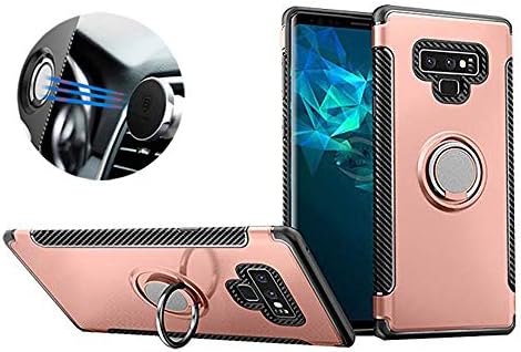 Galaxy Note 9 Case, Celefree Shockproof Dual Layer Hybrid Armor Protective Phone Case Cover with 360° Rotation Ring Kickstand Fit Magnetic Car Mount for Samsung Galaxy Note 9 (Rose Gold)