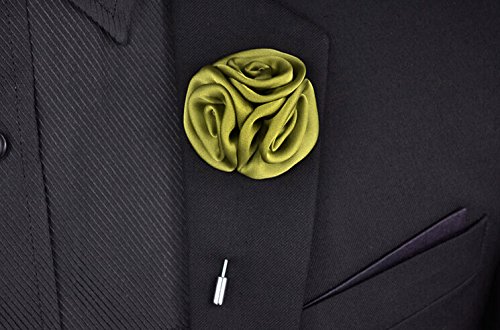 Flairs New York Gentleman's Essentials Premium Handmade Artisan Flowers Lapel Pins (Pack of 1 Pin, Olive Green Bouquet)
