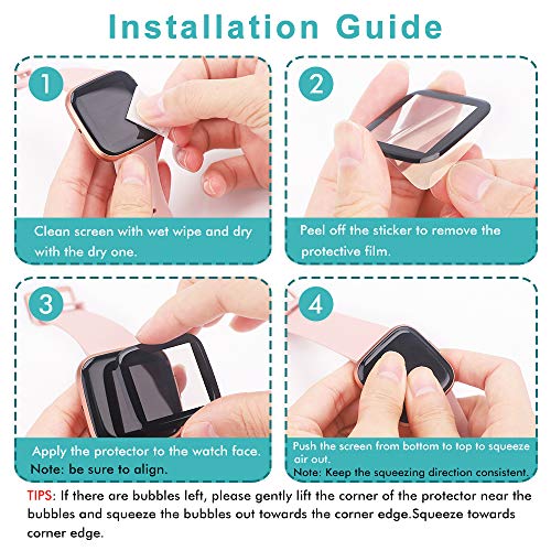CAVN Screen Protector Compatible with Fitbit Versa 2, 4 Pcs Full Coverage Screen Protector Protectiv - //coolthings.us