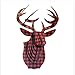 Cardboard Safari Recycled Cardboard Animal Taxidermy Deer Trophy Head, Limited Edition Bucky Plaid Red, Small