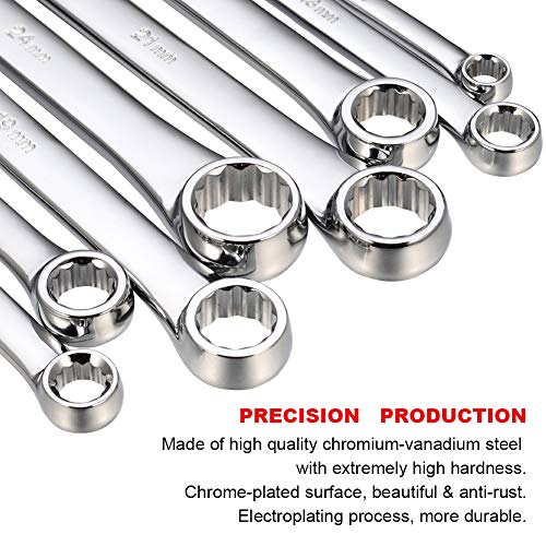 BULLTOOLS Extra Long Double Box End Wrench Set Chrome Vanadium Steel