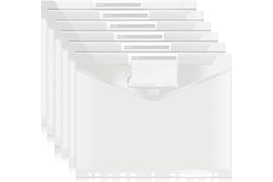 RESPLEIEJ 6pcs Clear Binder Folders, File Binder Organizer with 11 Holes, Letter Size, Velcro Closure with Label Pocket, Side Loading, Heavyweight Poly Binder Pockets for Back to School Season, Office, Home