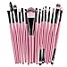 Voberry 15 Pcs Pro Makeup Set Powder Foundation Eyeshadow Eyeliner Lip Cosmetic Brushes (Pink)