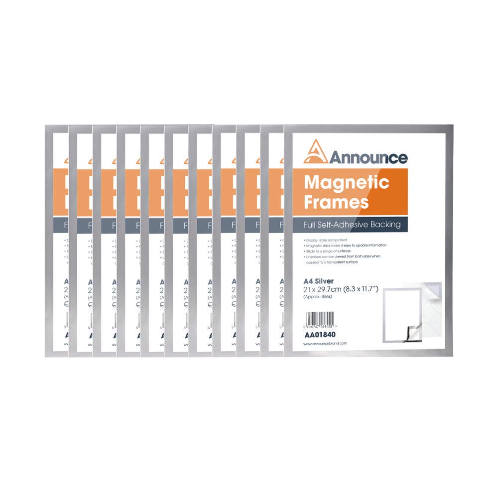 Announce Magnetic Frame A4 Silver (Pack of 10) AA01842