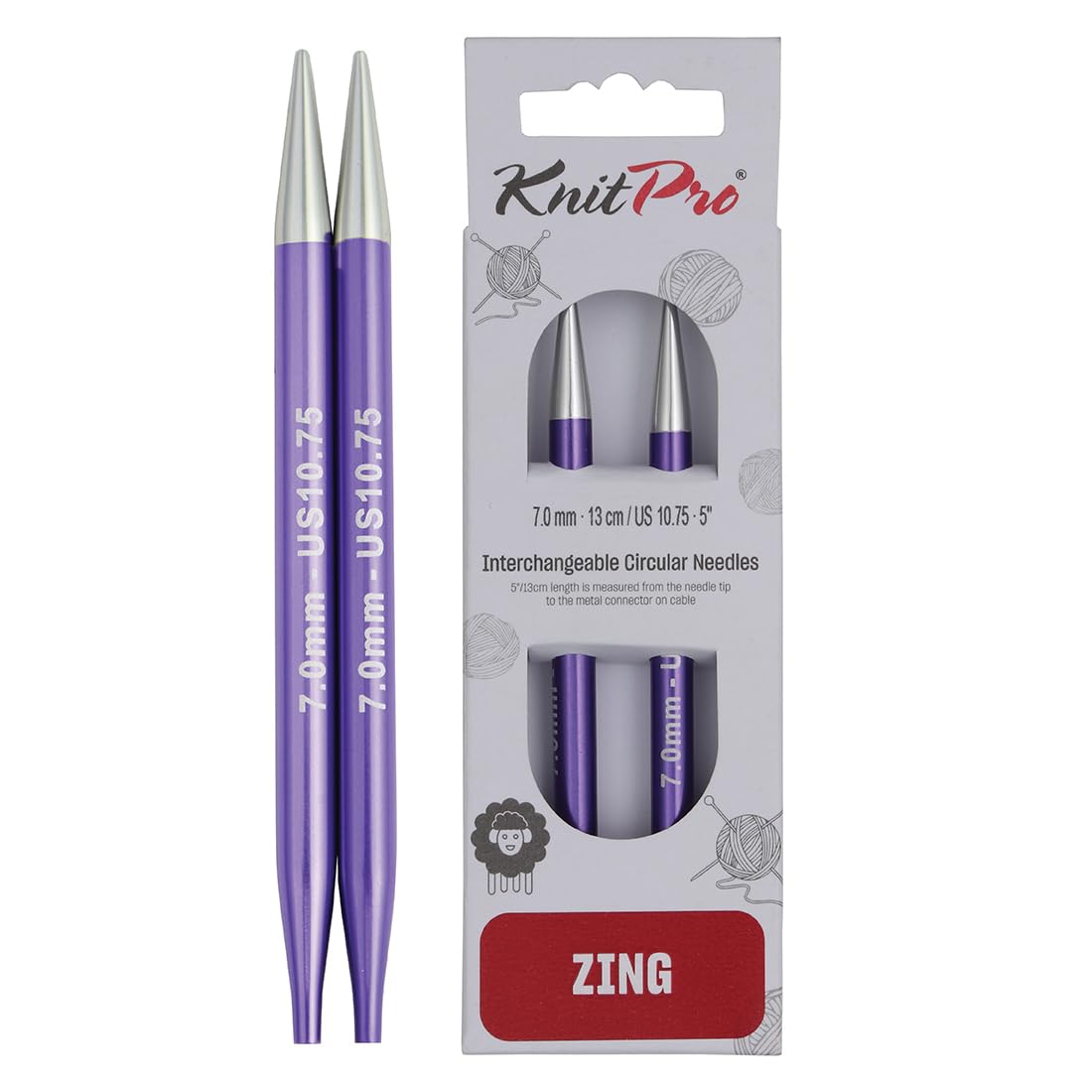 KnitPro Zing Interchangeable Circular Needles 5" (13cm) | 7.00mm — image 1
