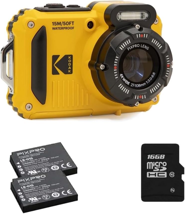 Kodak Pixpro WPZ2 Camera Pack 2 Batteries 1 Micro SD 16MP Waterproof 15m
