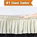 Elegant Comfort Luxury Wrinkle Resistant -Wrap Around Style- Elastic Bed Wrap Ruffled Bed Skirt 16inch Drop, Queen/King, Cream