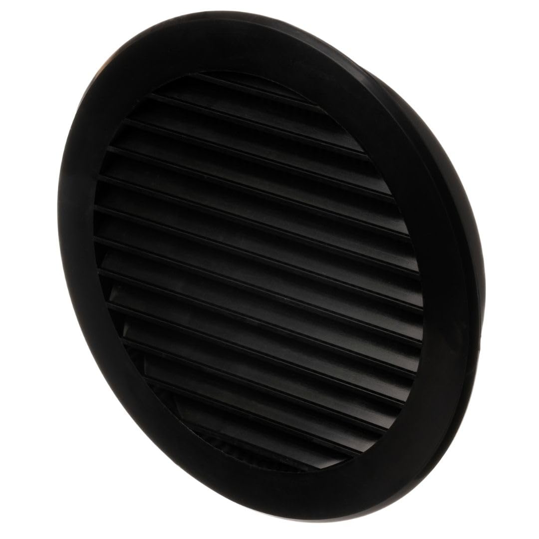 Ø 125mm / 5 inch Black Plastic Ventilation Grille - Air Vent Cover with Insect Protection for Kitchen, Bathroom & HVAC Systems