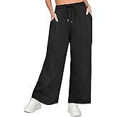 CARCOS Plus Size Pants for Womens Summer Sweatpants Drawstring Wide Leg Cotton Palazzo Pants with Pockets Lounge Pant XL-5XL