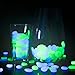PROMENE 200pcs Glow in the Dark Garden Pebbles, Green and Blue for Walkway Yard and Decor DIY Decorative Gravel Stones (200PCS)