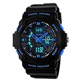 Men's Multi Function Digital LED Quartz Watch Electronic Sport Watches Mens Blue Medium