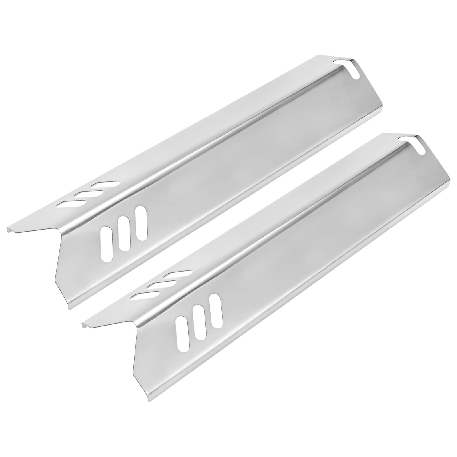 Photo 1 of M METERXITY 2-Pack Grill Heat Plates Replacement Parts for Dyna-Glo, 15" Stainless Steel Heat Tents Burner Cover for Uniflame, Heat Shields for Backyard Gas Grill [Silver]